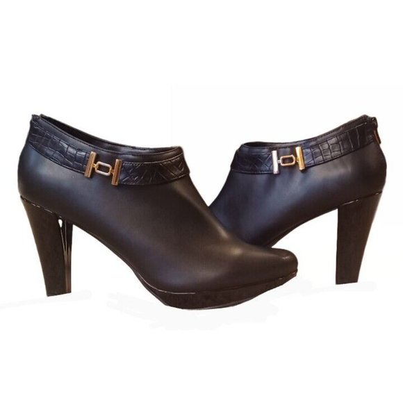 East 5th Shoes - East 5th Eddington  Size 11M Black Cone Heel Memory Foam Women's Booties